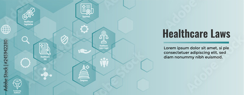 Health Laws and Legal icon set depicting various aspects of the legal system