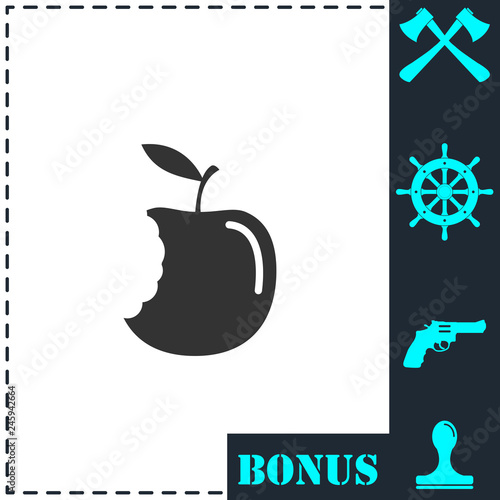 Bite apple icon flat