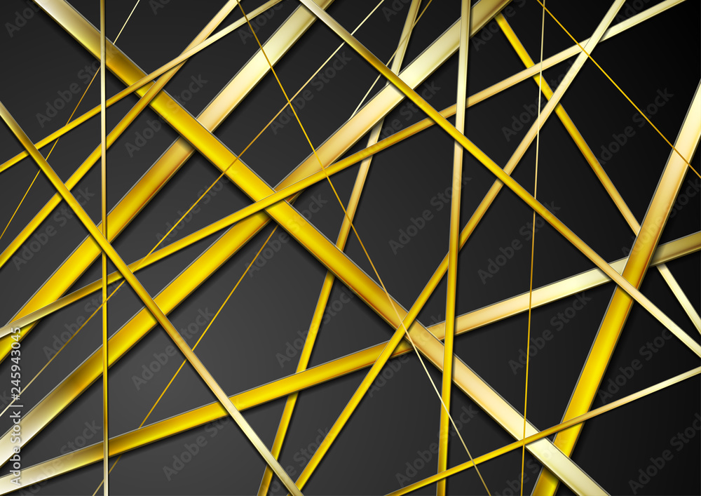 Golden stripes pattern on black background Golden stripes pattern on black background