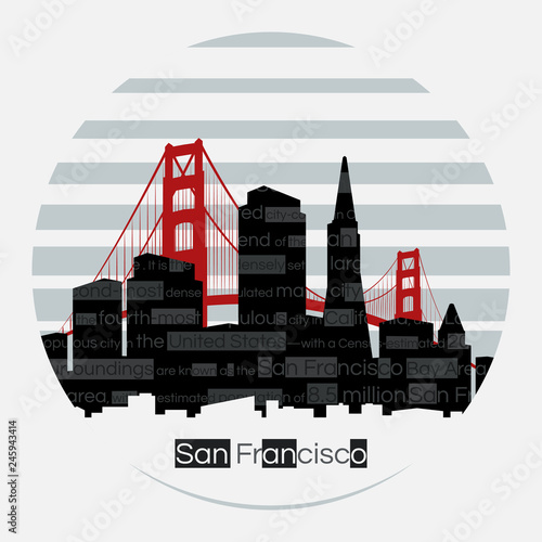 San Francisco silhouette vector round label