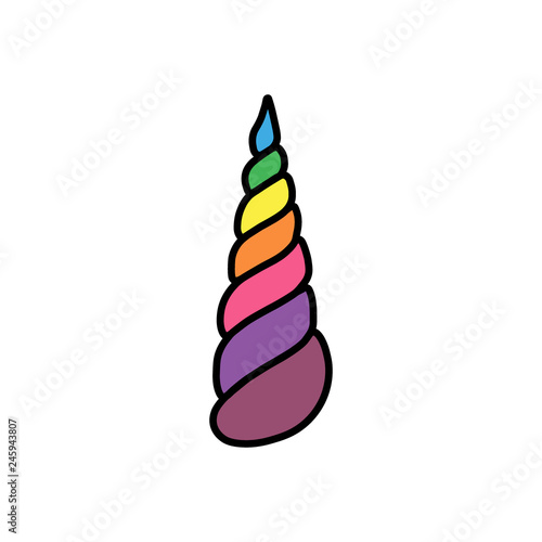 Unicorn horn rainbow pastel black outline