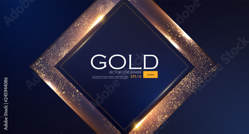 Abstract Overlapping Geometric Background with Gold Glitter Effect.