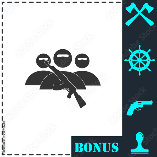 Terrorist balaclava mask icon flat