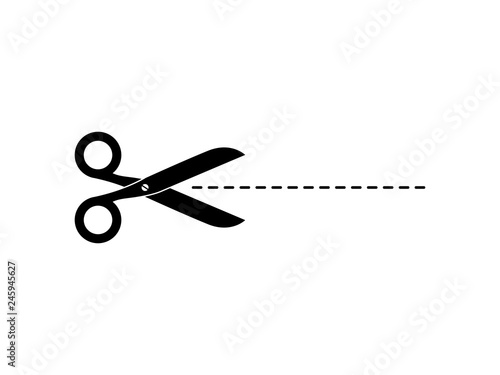 Dotted track and scissors vector illustration