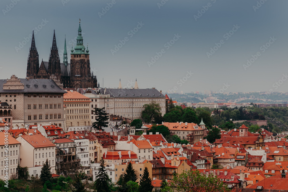 Naklejka premium Prague, the Castle and St. Vitus Cathedral. Czech Republic
