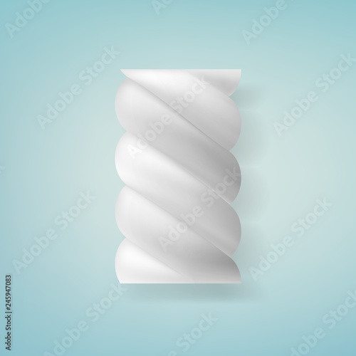 Realistic marshmallow candy. Illustration isolated on blue background. Graphic concept for your design