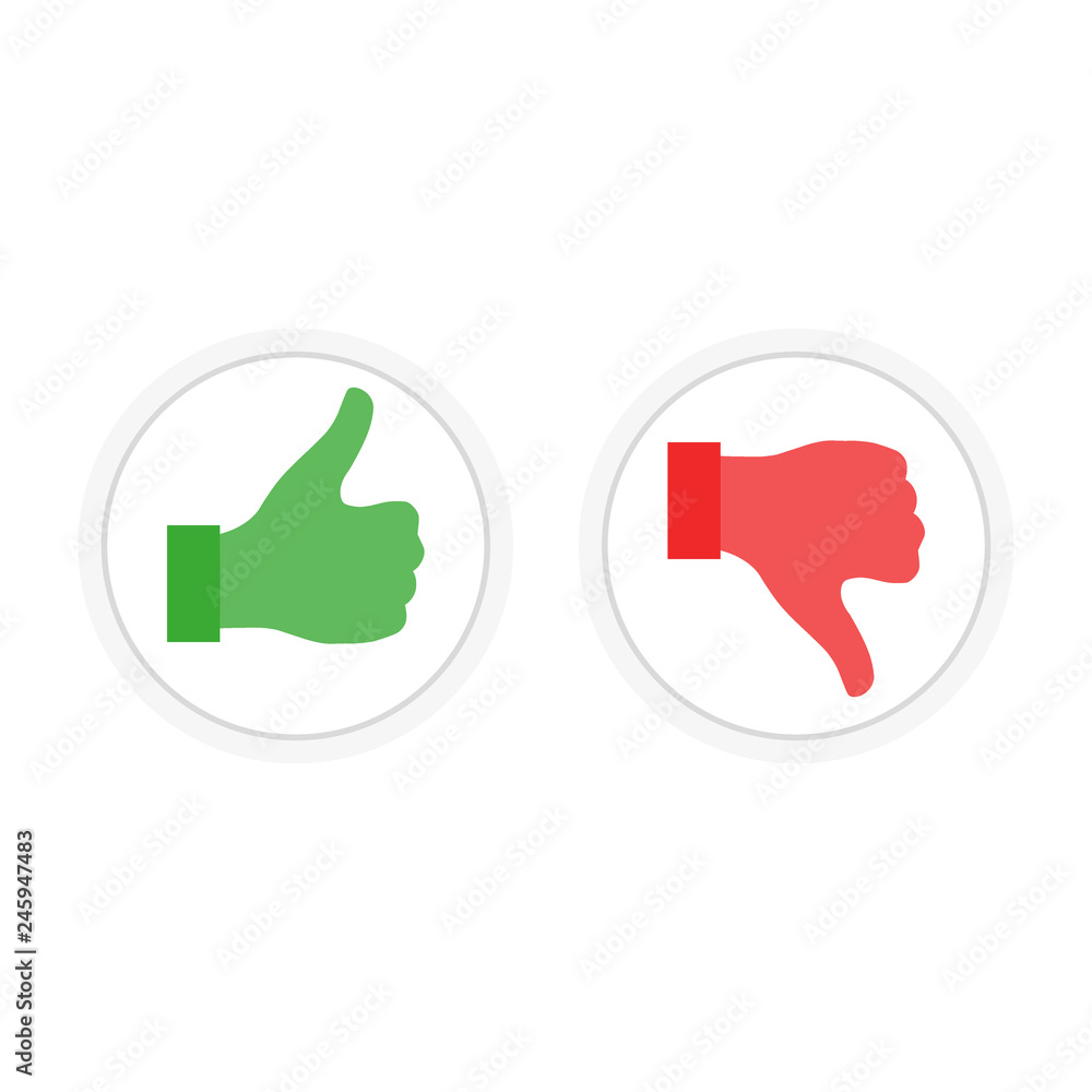 Like and dislike icons set. Thumbs up and thumbs down. Vector illustration. Like and dislike icons set. Thumbs up and thumbs down. Vector illustration.