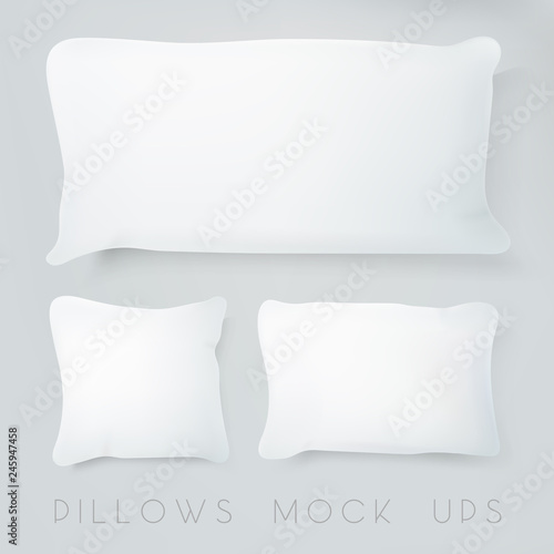 Realistic pillows with real shadow. Pillows mock ups illustration. Graphic concept for your design.