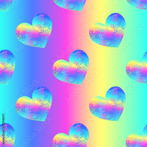 Slant holographic hearts pattern