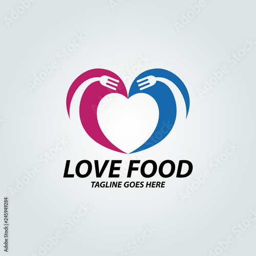 Love food logo design template. Vector illustration