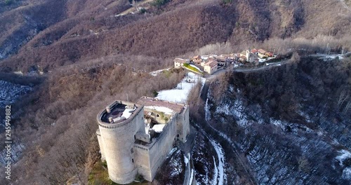 Castle of Oramala: a fort located in the municipality of Val di Nizza in the province of Pavia (Italy). It is located on a rocky spur overlooking the Staffora valley. photo