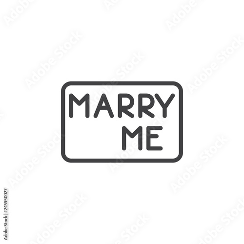 Marry me lettering line icon. linear style sign for mobile concept and web design. Marry me typography text for wedding outline vector icon. Symbol, logo illustration. Pixel perfect vector graphics