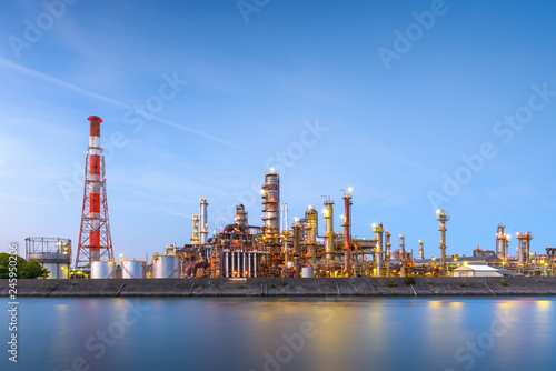 Oil refineries line a river in Yokkaichi, Japan. photo