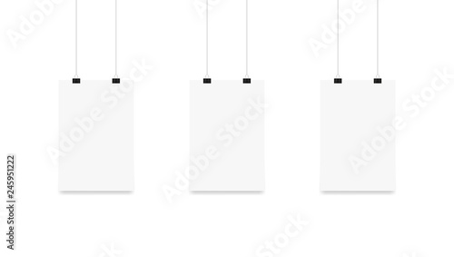 Paper hanging with shadow on a white background, vector
