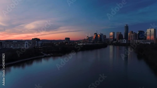 Wallpaper Mural 4K Low Flying Aerial of Downtown Austin at Sunset Torontodigital.ca