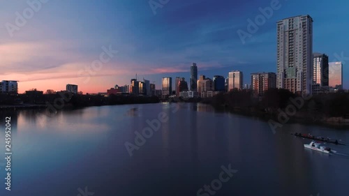Wallpaper Mural 4K Aerial of Kayak Team Practicing at Sunset with Boats in Austin Torontodigital.ca