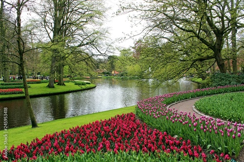 Keukenhof, Netherlands. Beautiful view of the most famous Dutch botanical garden