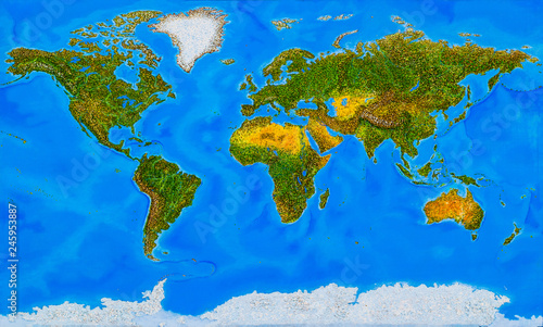 Earth. Planet Earth without civilization. Depths and heights - analysis and combination of several maps.