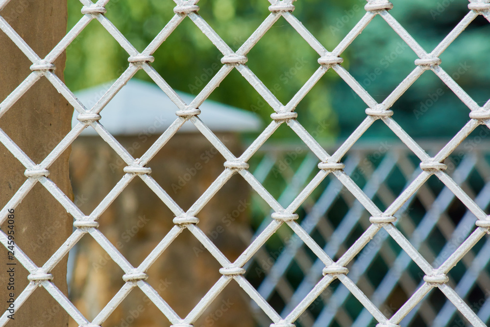 Iron mesh fence for forbidden passage of people. Iron mesh fence for forbidden passage of people.