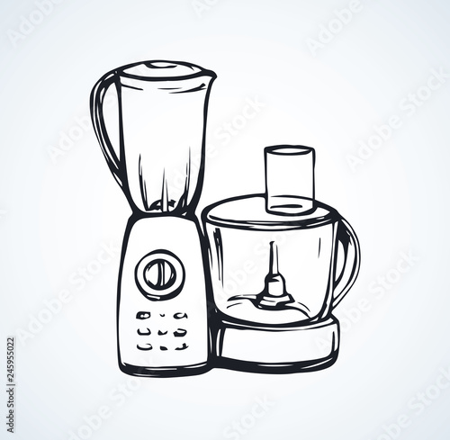 Food processor. Vector drawing