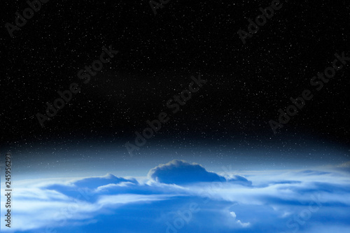 Beautiful space landscape with open cosmos and clouds © alexmak