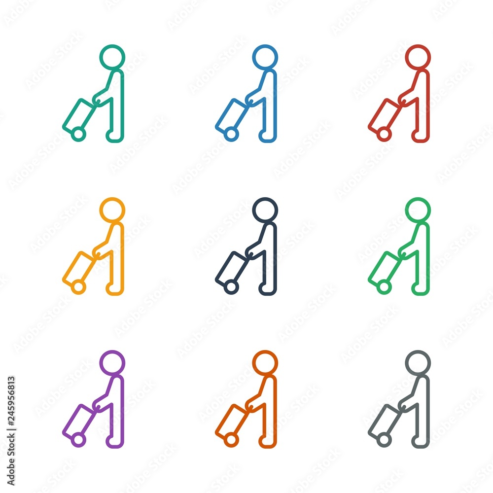man with luggage icon white background man with luggage icon white background