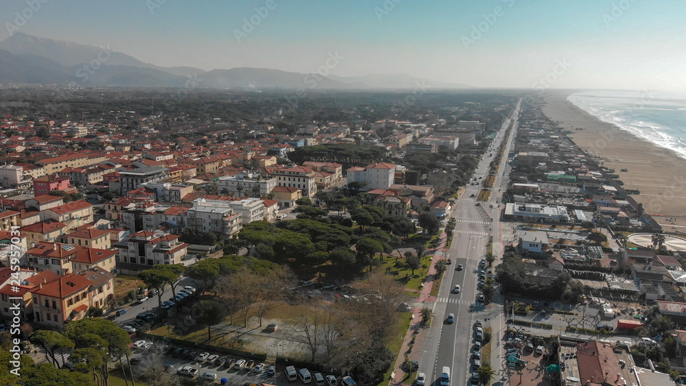 Aerial view of Forte Dei Marmi skyline, panoramic skyline..