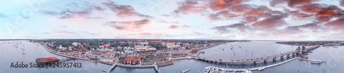 Sunset over St Augustine, panoramic view of city skyline