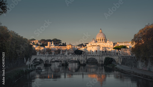 Wallpaper Mural Tiber and St Peter Basilica in Vatican, sunrise time Torontodigital.ca
