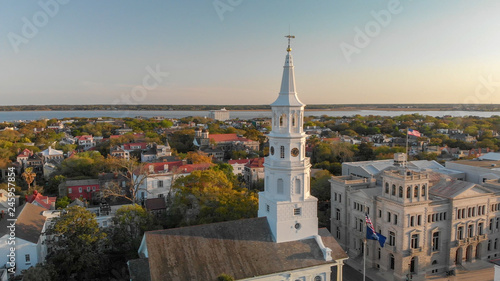 Charleston aerial view, South Carolina in spring season