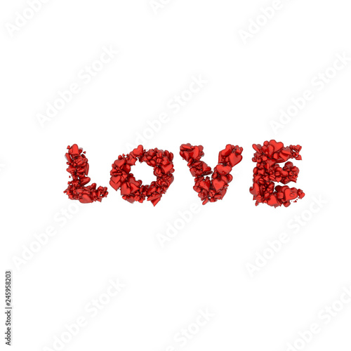 3d render of hearts red love white background