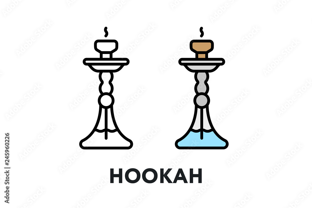 Hookah Shisha Smoking Pipe Vector Flat Line Stroke Icon