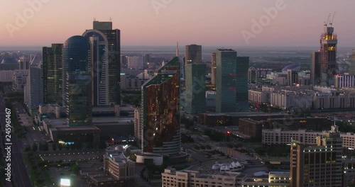 Wallpaper Mural Aerial view of city center at sunset. Astana, Kazakhstan. Torontodigital.ca