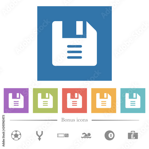 File options flat white icons in square backgrounds photo