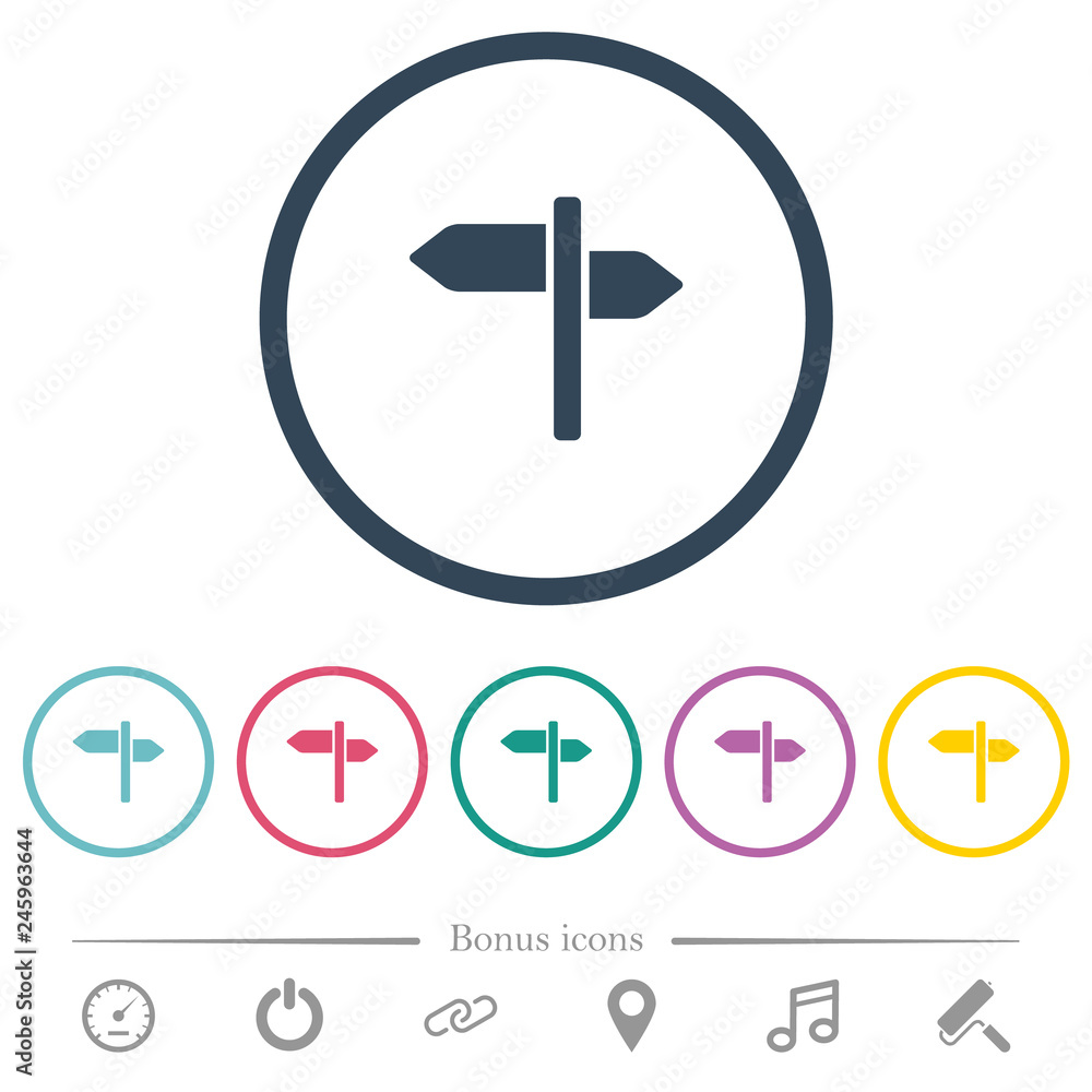 Signpost flat color icons in round outlines Signpost flat color icons in round outlines