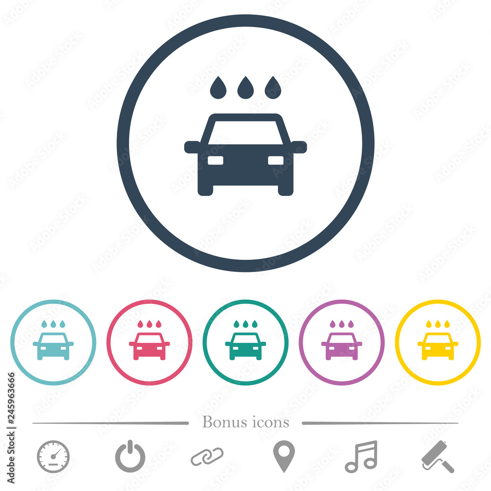 Car wash flat color icons in round outlines Car wash flat color icons in round outlines
