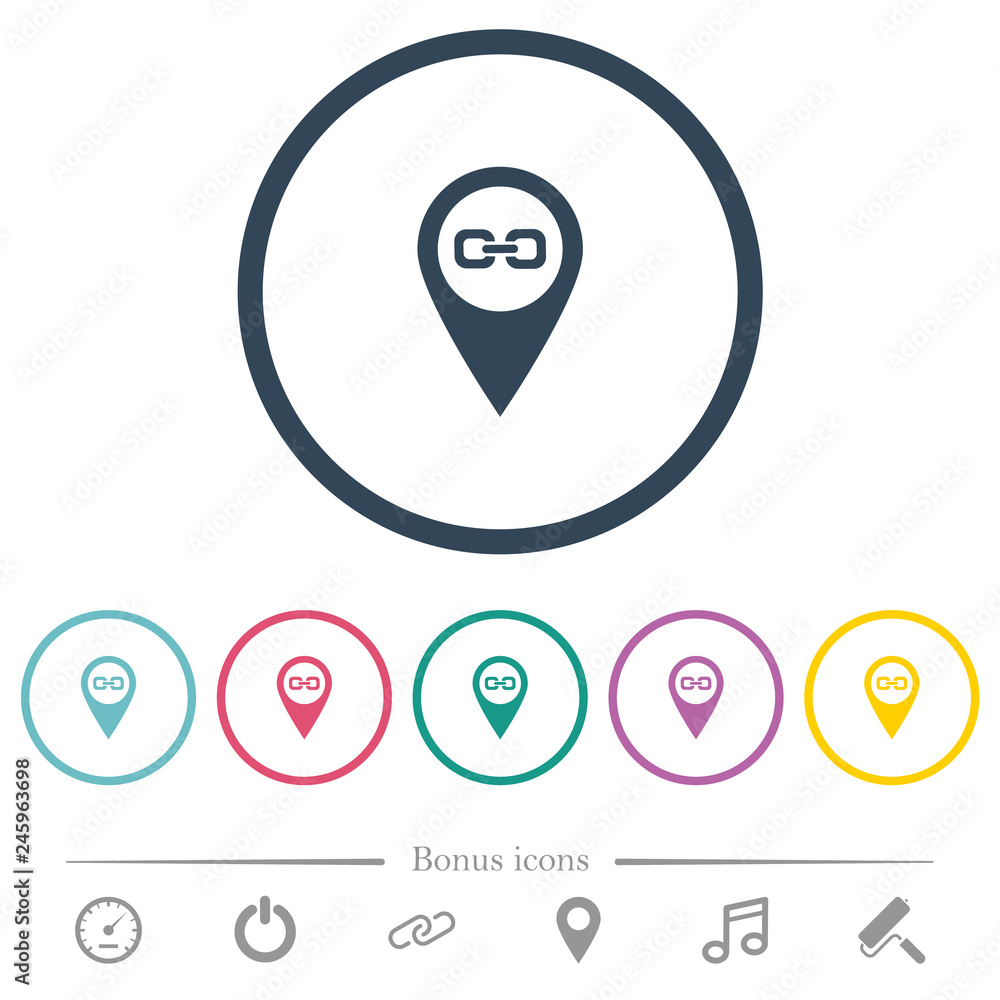 Link GPS map location flat color icons in round outlines Link GPS map location flat color icons in round outlines