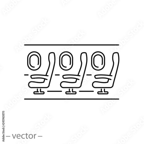 seat airplane icon, aircraft flight linear sign on white background - vector illustration eps10