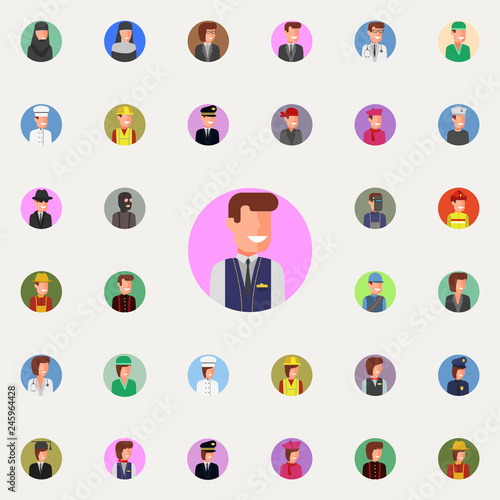 colored avatar of waiter icon. Avatar icons universal set for web and mobile