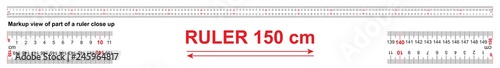 Bidirectional ruler 150 cm or 1500 mm. Used in construction, engineering, clothing manufacturing, carpentry.