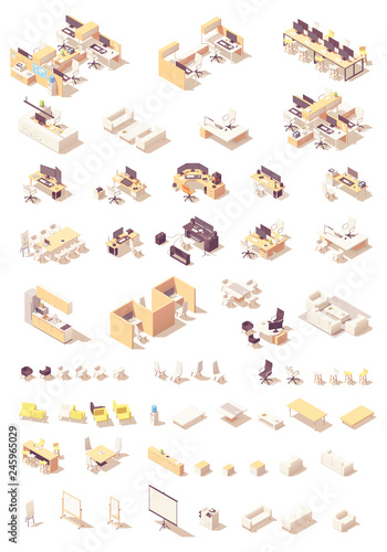 Vector isometric office furniture