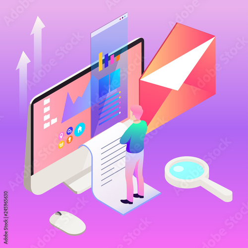 Digital marketing vector illustration. Template for banners design. Technology background.