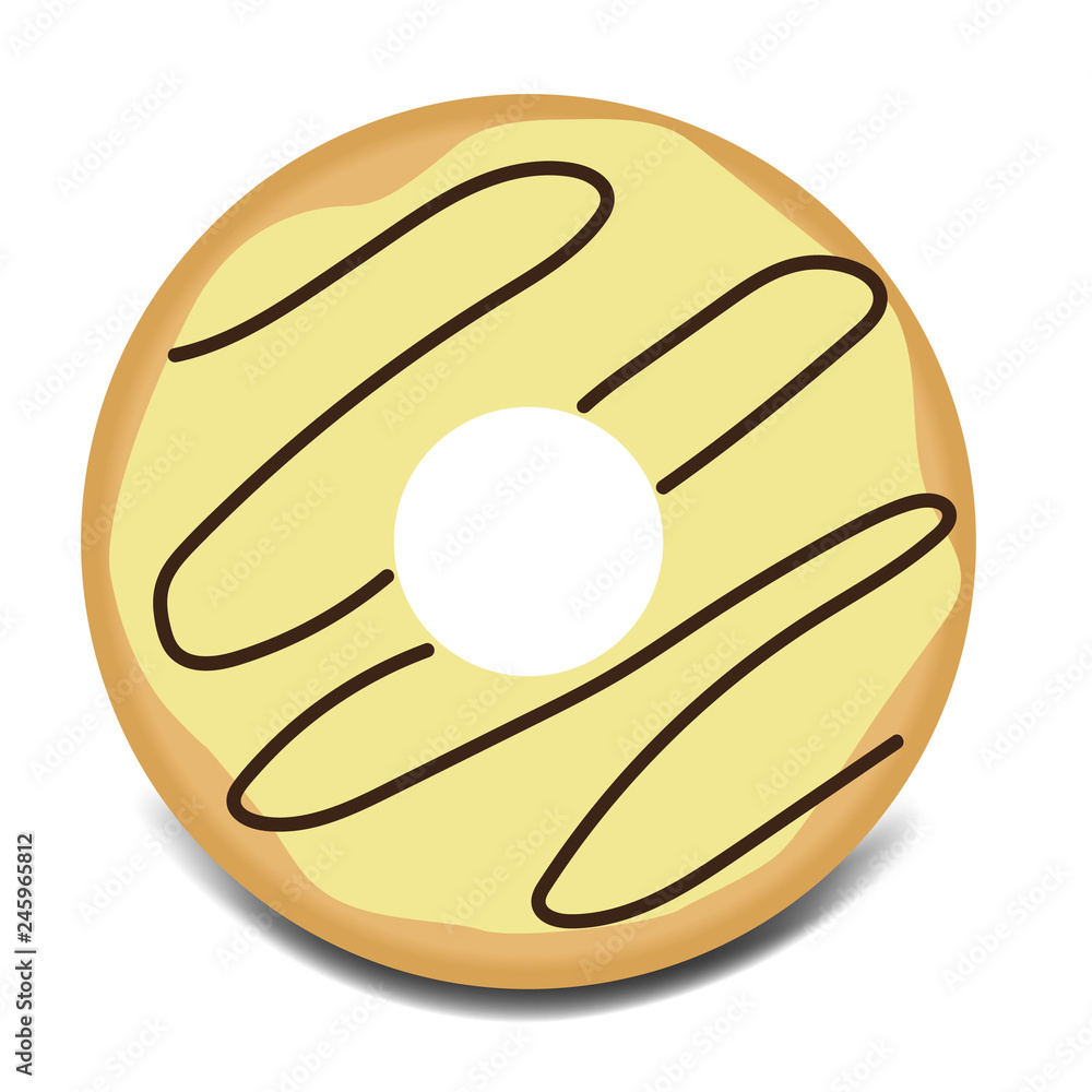 Sweet yellow vanilla glazed donut with topping vector icon Sweet yellow vanilla glazed donut with topping vector icon