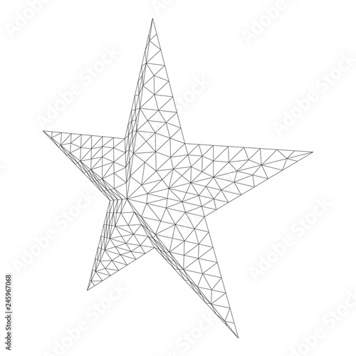 Five-pointed star. Abstract model wireframe low poly mesh vector illustration