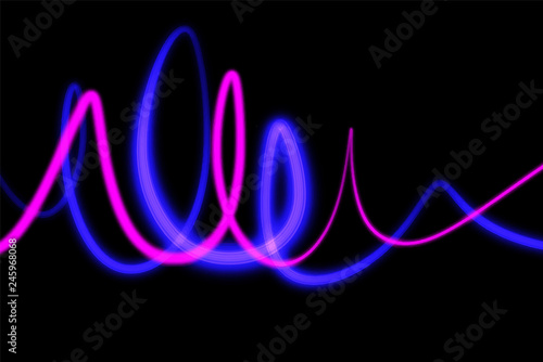 Neon futuristic glow shapes background. Wallpaper with lines. Eps illustration