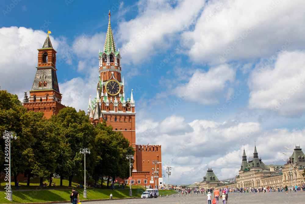 Moscow, Russia, summer cityscape of Red Square and the Spassky Tower