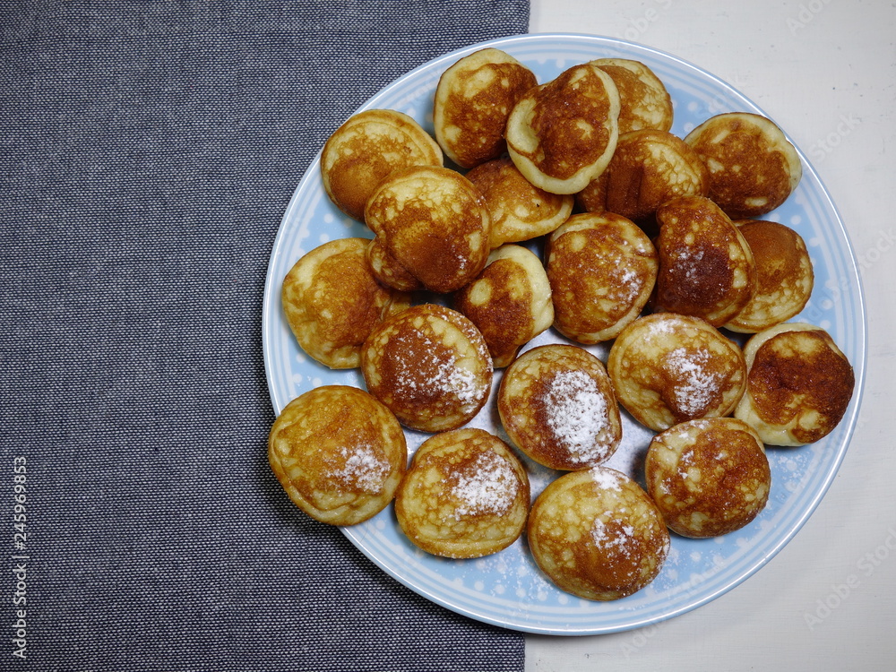 Delicious  mini pancakes called for breakfast   and for snacks

