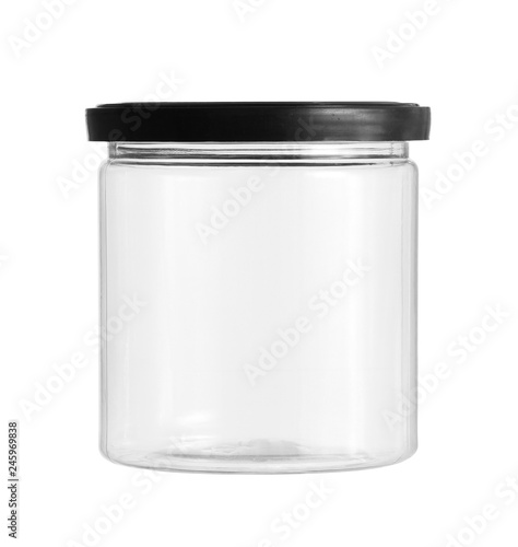 Plastic jar (with clipping path) isolated on white background