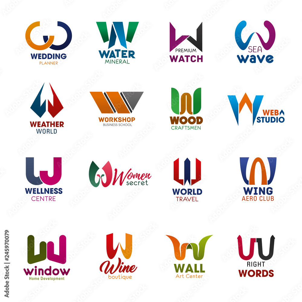 W letter icons and signs creative fonts vector W letter icons and signs creative fonts vector