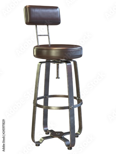 Comfortable bar stool on hard metla frame for cafe and bar photo